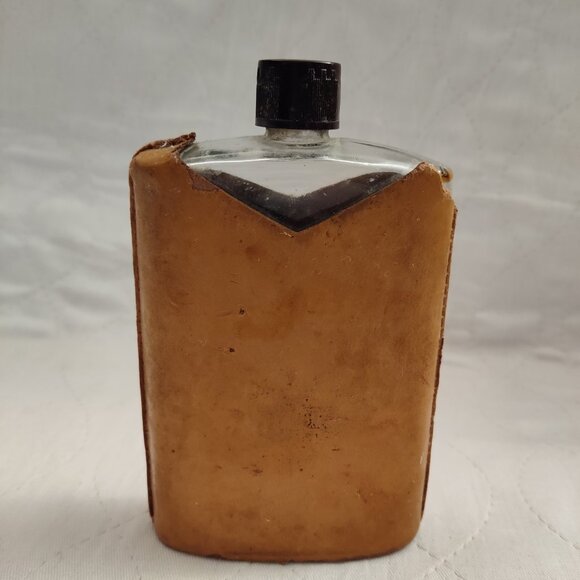 VINTAGE MANIWAKI FLASK Covered in handmade leather ***RARE*** - Picture 6 of 7